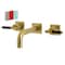 Kingston Brass KS6127CKL Two-Handle Wall Mount Bathroom Faucet, Brushed Brass KS6127CKL - alternate 1